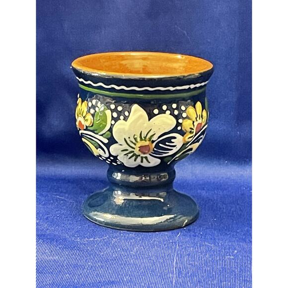 Talavera Clay Mexican Cobalt Blue Hand Painted Egg Cup - Picture 4 of 6